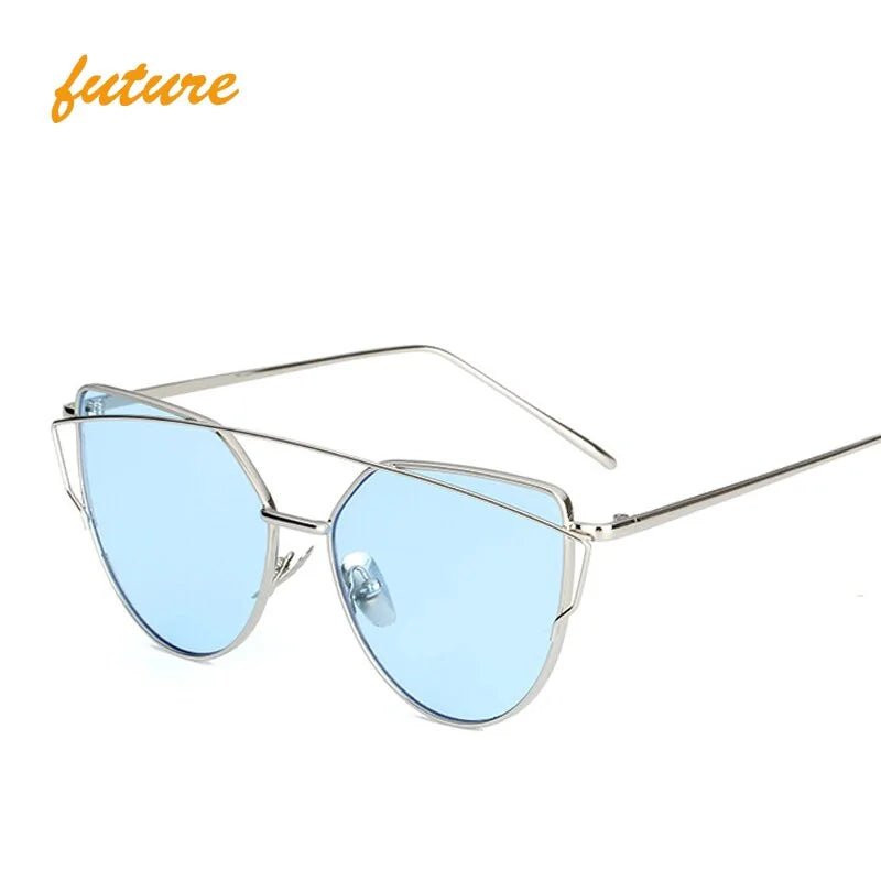 Metal Reflective Flat Sunglasses - Allure SocietyUV Sunglasses