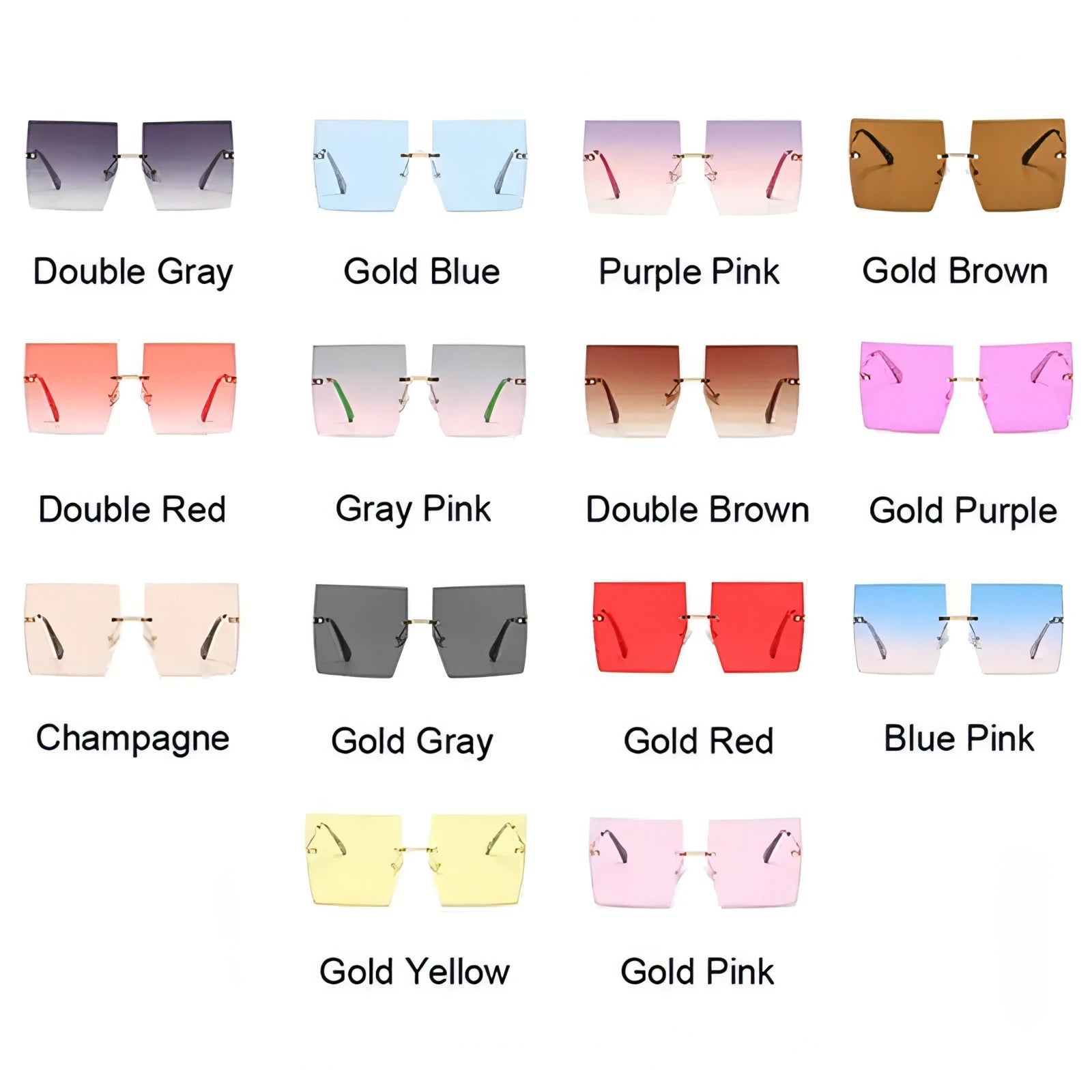Oversized Rimless Square Sunglasses - Allure SocietyUV Sunglasses