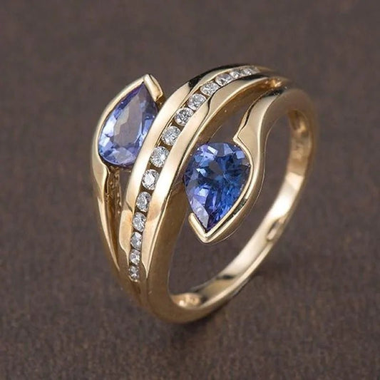 Personality Trendy Gold Filling Blue Stone Ring - Allure SocietyRings