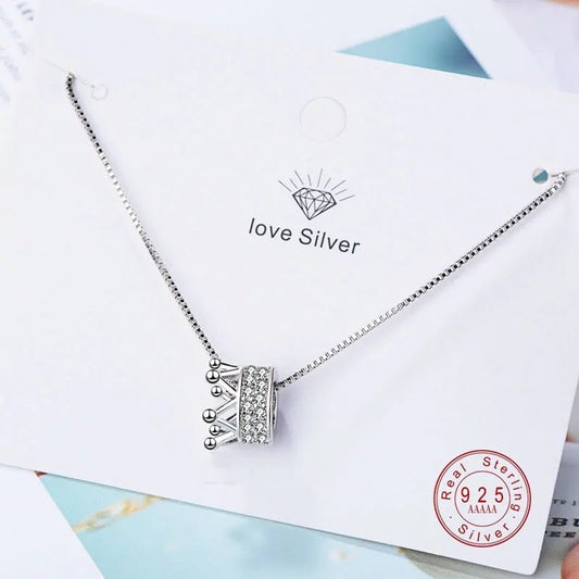 Princess Crown CZ Pendant Necklace - Allure SocietyNecklaces