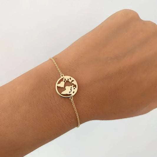 Stainless Steel World Map Bracelets For Women - Allure SocietyBracelets