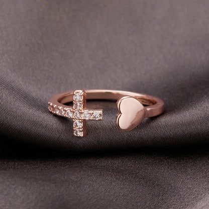 Zircon Cross With Heart Rings - Allure SocietyRings