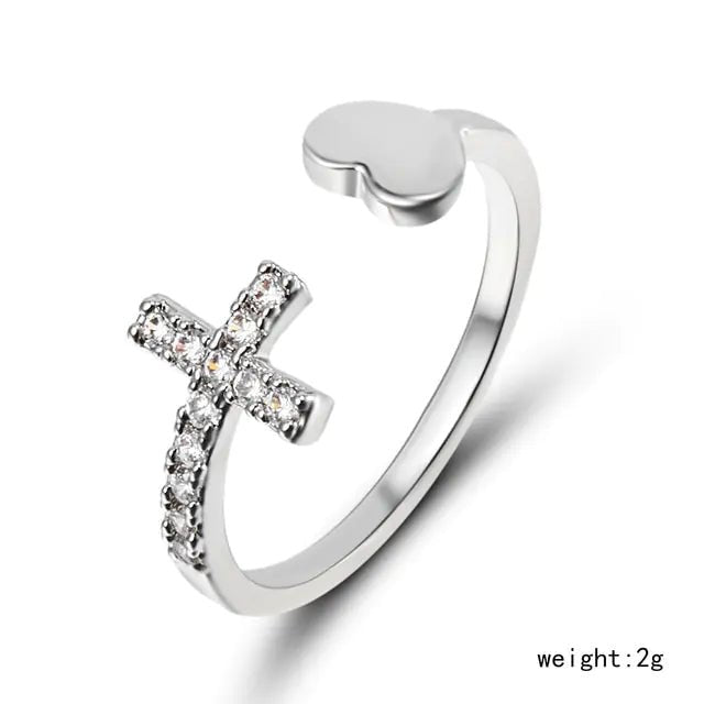 Zircon Cross With Heart Rings - Allure SocietyRings