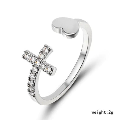 Zircon Cross With Heart Rings - Allure SocietyRings